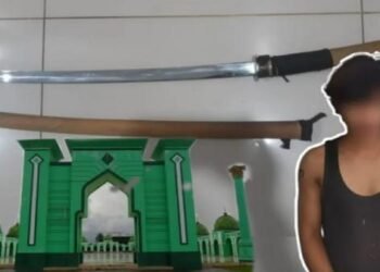Ancam Teman Pakai Pedang, Pria Bertato Ditangkap Polisi