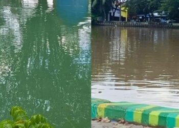 Air Sungai Karang Mumus Samarinda Mendadak Berubah Hijau
