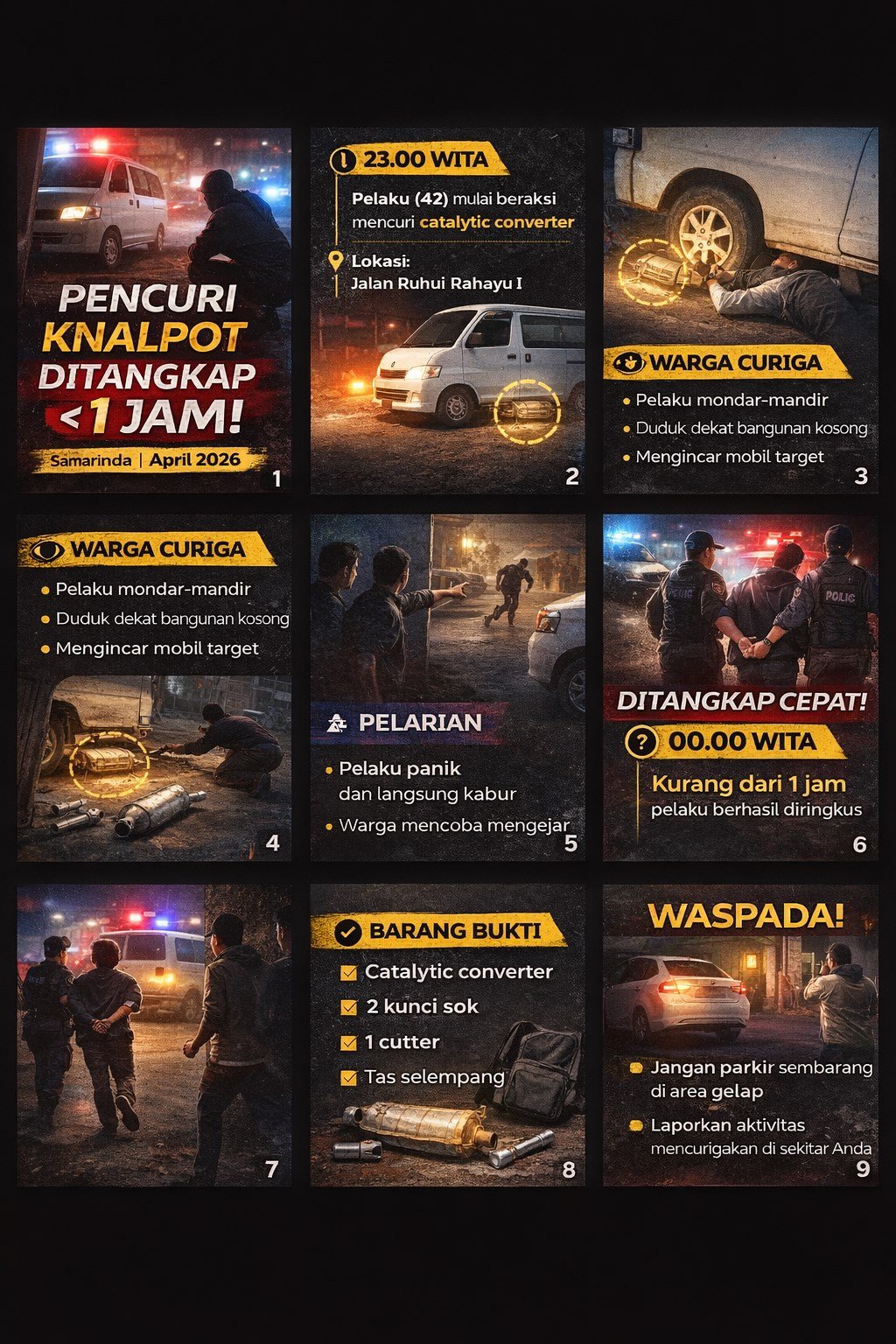 Tepergok Warga, Pencuri Komponen Knalpot Mobil di Samarinda Diringkus