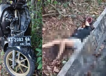 Motor Rusak Parah, Pengendara Tersungkur usai Hantam Median Jalan di Bontang
