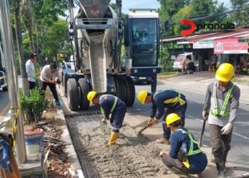Jalan Bergelombang dan Bollard Rusak di Bontang Mulai Diperbaiki